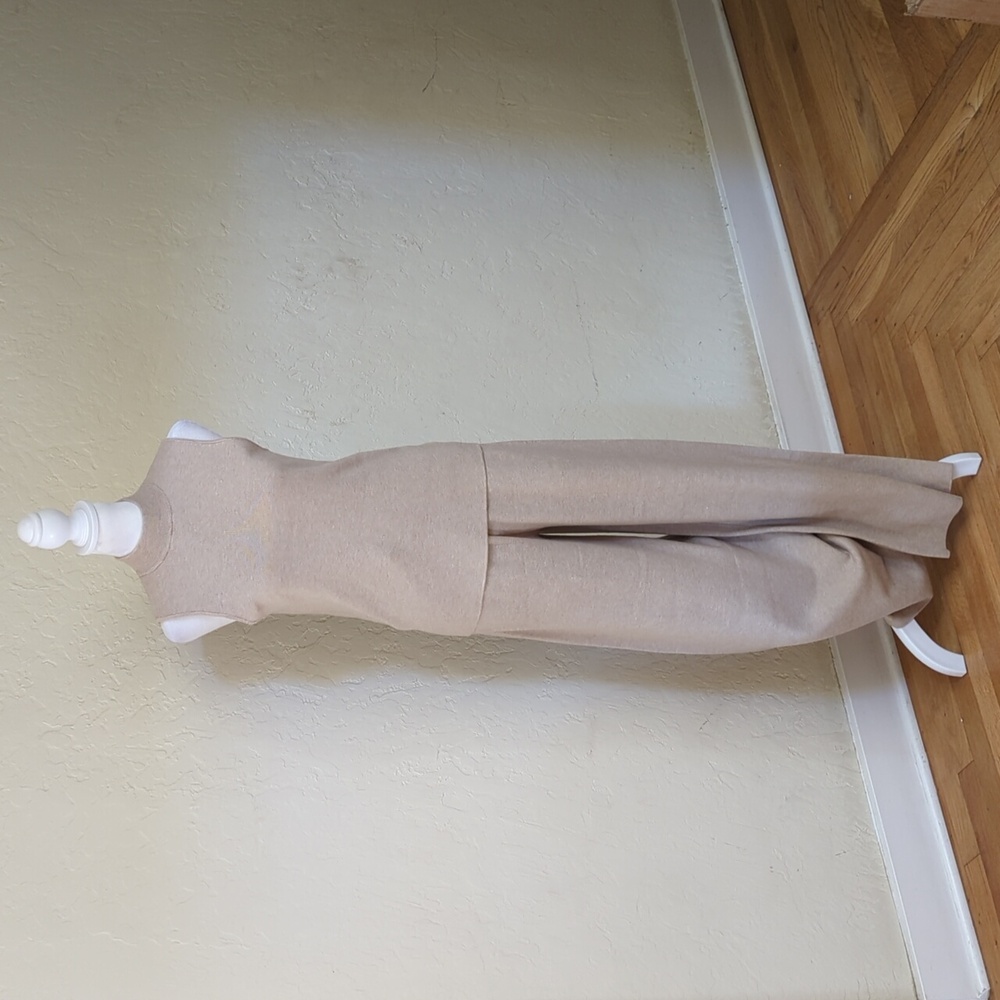 Marled Tan Mock Neck Sleeveless Sweater and Wide Leg Knit Pants Set Size Medium